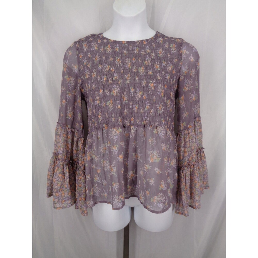 American Eagle Outfitters Purple Floral Blouse